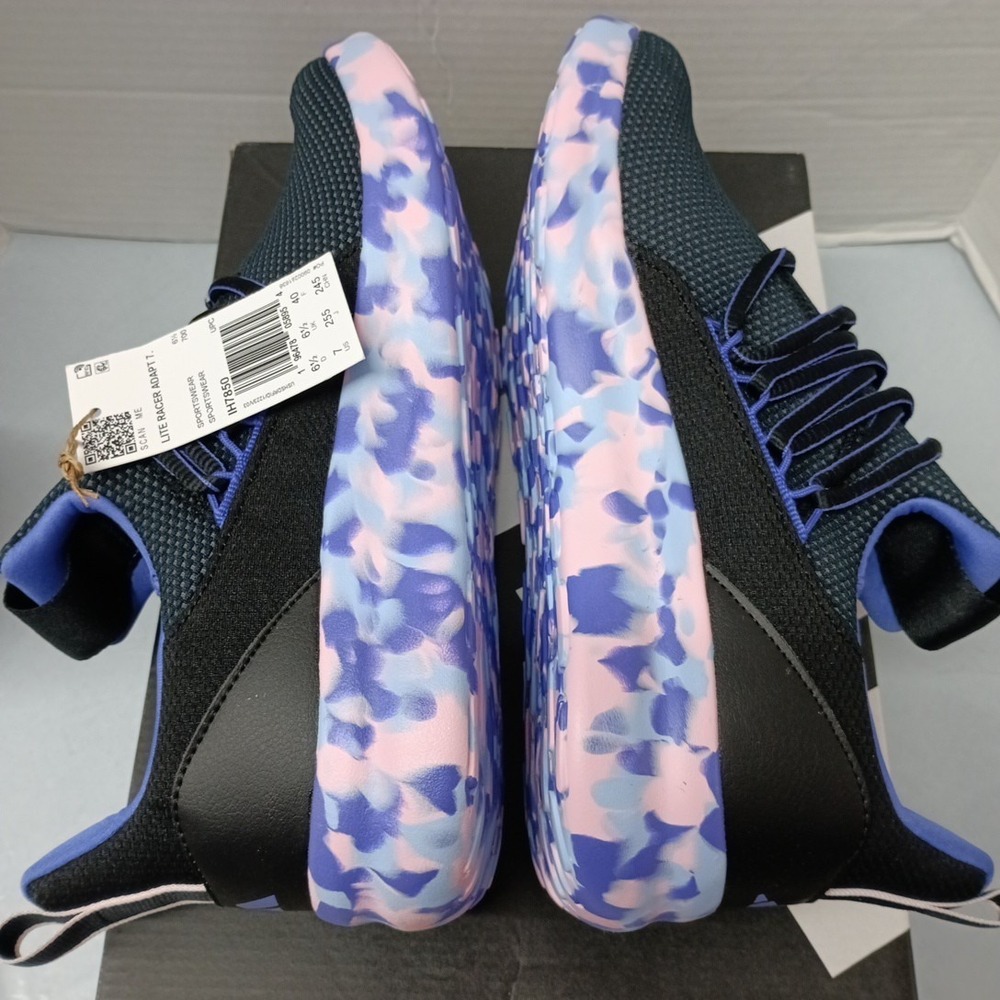 Adidas Lite Racer Adapt 7.0 K Black Pink Blue Shoes IH7850 Youth Girl's Size 7 - Picture 6 of 8